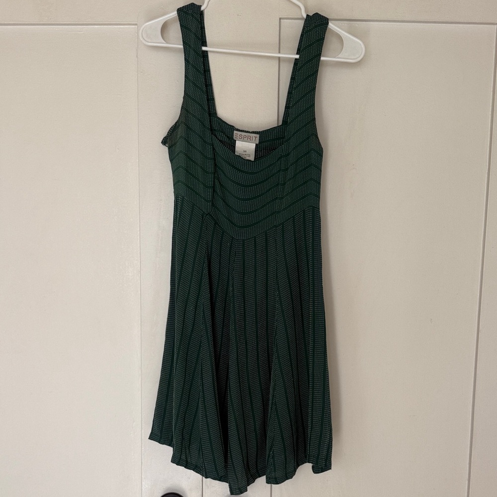 Vintage Esprit Green Striped Sleeveless Dress